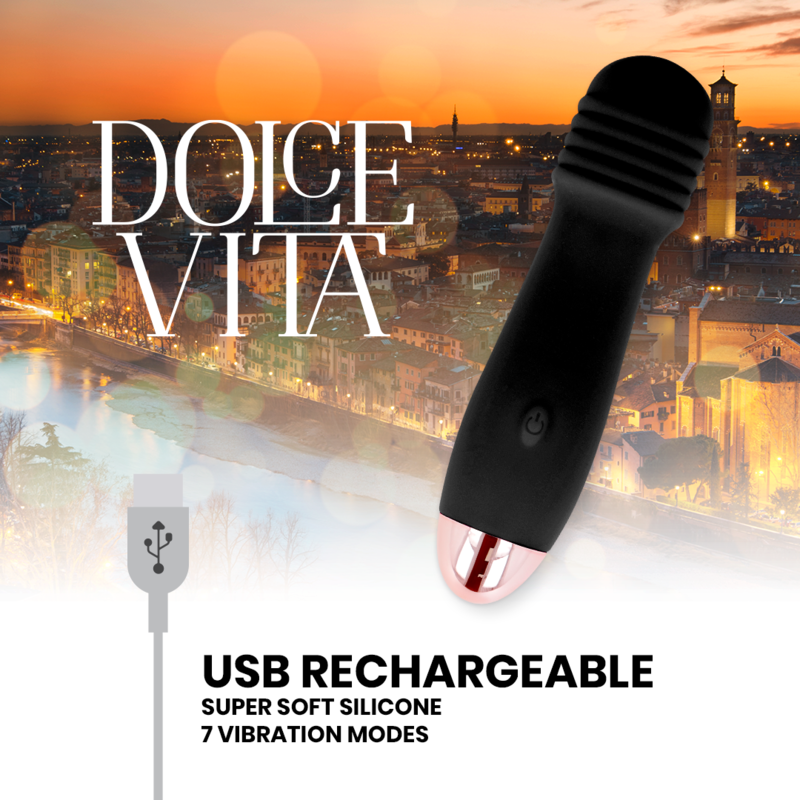 DOLCE VITA - VIBRADOR RECARGABLE TRES NEGRO 7 VELOCIDADES - Image 3