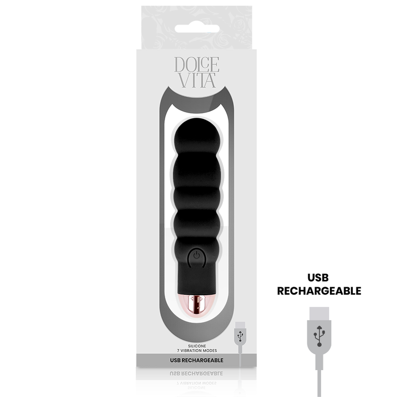 DOLCE VITA - VIBRADOR RECARGABLE SIX NEGRO 7 VELOCIDADES - Image 2