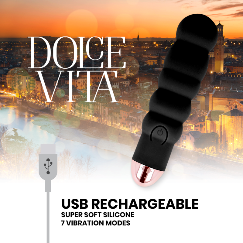 DOLCE VITA - VIBRADOR RECARGABLE SIX NEGRO 7 VELOCIDADES - Image 3