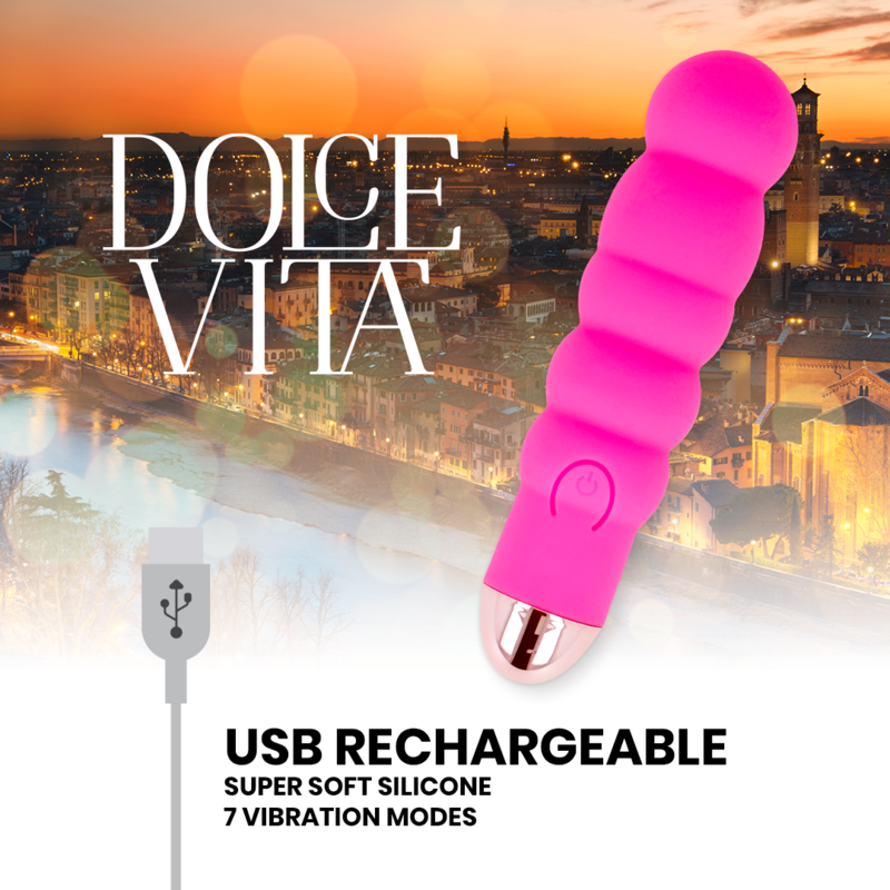 DOLCE VITA - VIBRADOR RECARGABLE SIX ROSA 7 VELOCIDADES - Image 2
