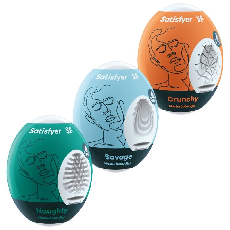 SATISFYER 3 HUEVOS MASTURBADORES - NAUGHTY, SAVAGE  CRUNCHY