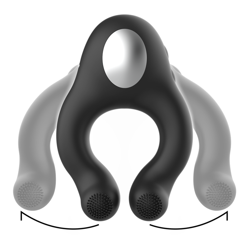 BLACKSILVER - ANILLO VIBRADOR SILICONA 3 MOTORES RECARGABLE NEGRO - Imagen 3