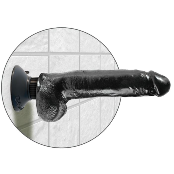 DILDO VIBRADOR KING COCK CON TESTICULOS 23 CM NEGRO - Imagen 4