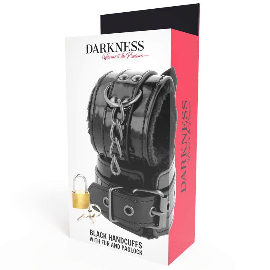 DARKNESS - ESPOSAS CUERO AJUSTABLES MANOS NEGRO CON CANDADO - Imagen 4