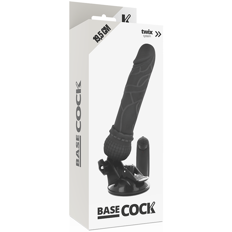 BASECOCK REALISTIC VIBRADOR CONTROL REMOTO NEGRO 19.5CM - Image 4