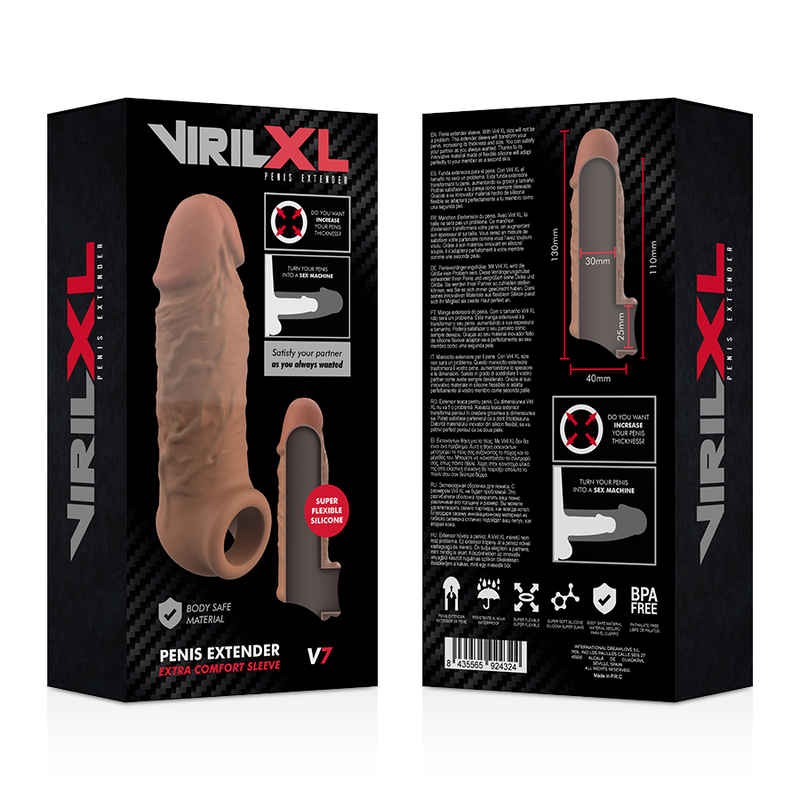 VIRILXL - EXTENSION DE PENE LIQUID SILICONE V7 MARRON - Imagen 3