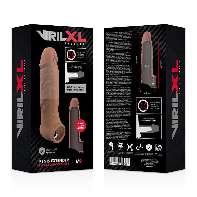 VIRILXL - EXTENSION DE PENE LIQUID SILICONE V9 MARRÓN - Imagen 3